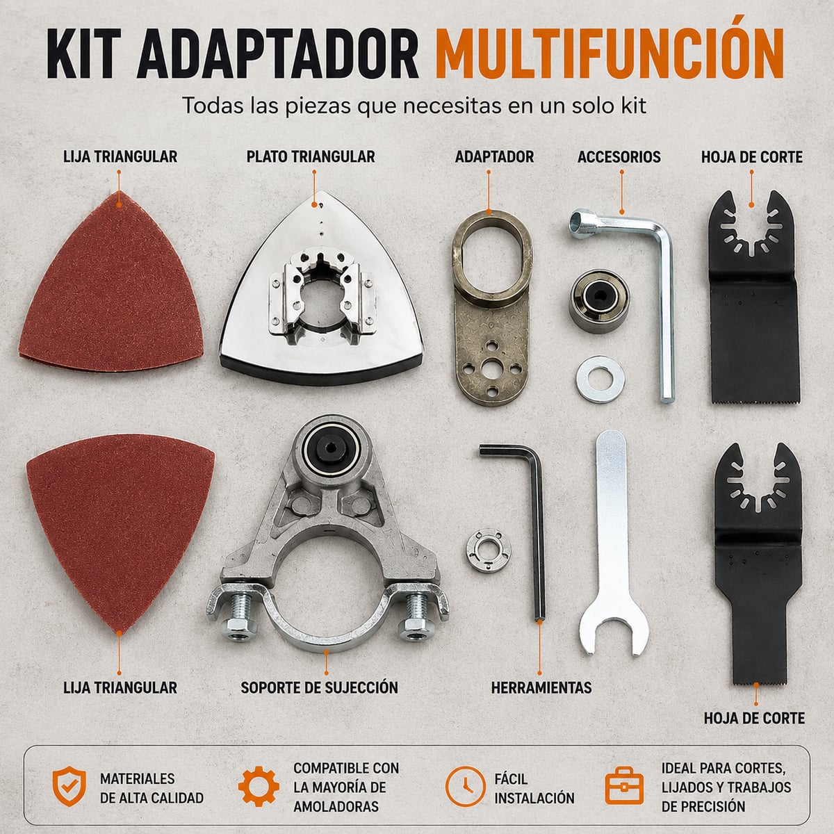 MULTICORTE PRO™ | Adaptador Multifunción 3 en 1 para Amoladora 🪚