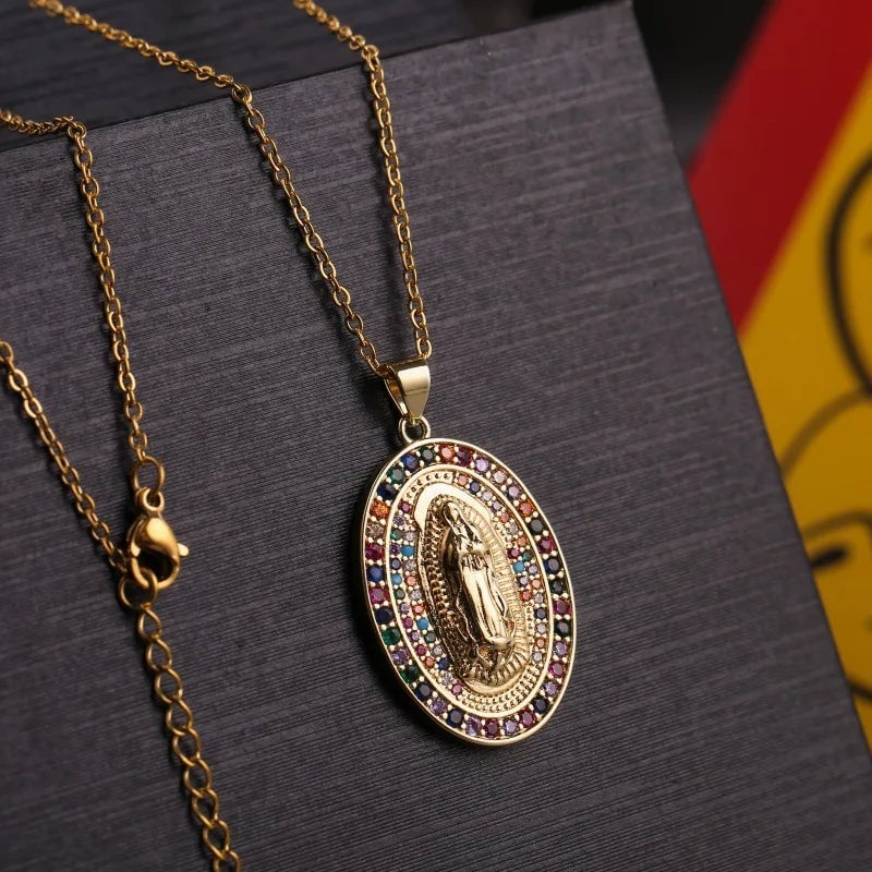 💯 ¡ENVÍO GRATIS! ❕❗ Collar Virgen María Oro 18K