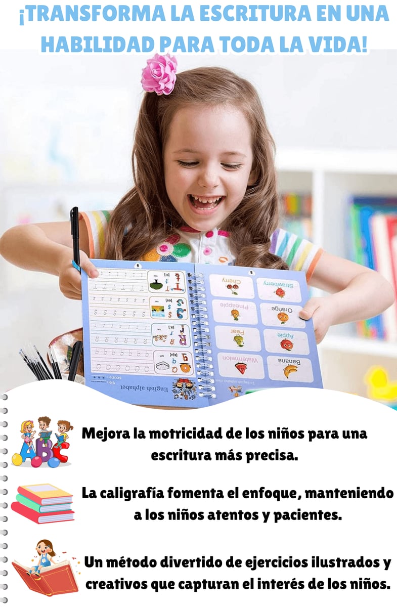 KIT DE 4 LIBROS CON TINTA MÁGICA REUTILIZABLE 📚 + ENVIO GRATIS