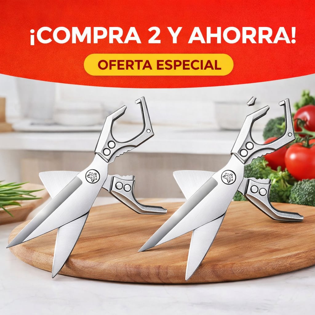 Tijeras de Cocina Multifunción de Acero Inoxidable – Corta Pollo, Carne y Huesos Facilmente