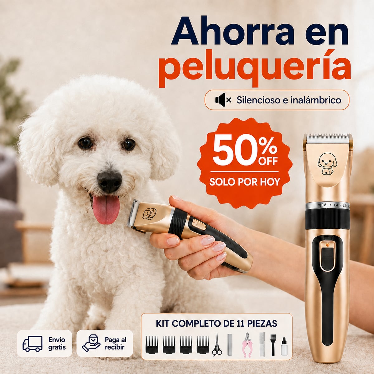 PeluPet Pro™ | Kit Cortapelos Silencioso para Perros y Gatos
