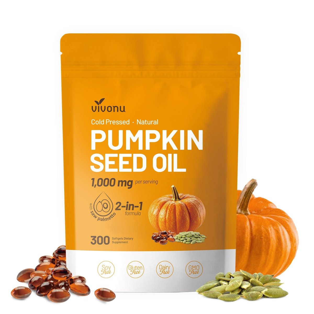 Vivonu® Aceite Puro de Semilla de Calabaza ¡Bienestar femenino después de los 40! 200 cápsulas