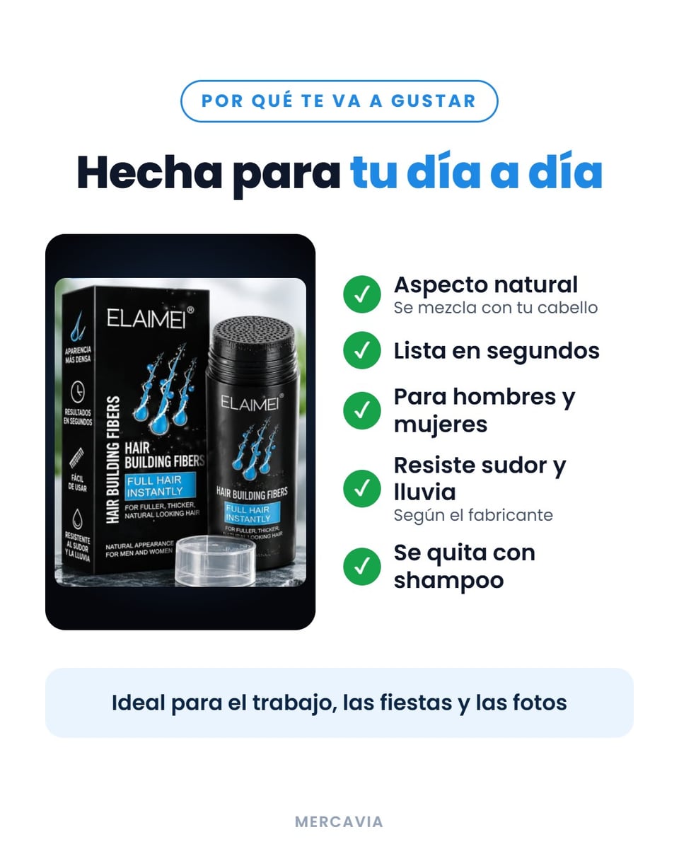 Fibra Capilar ELAIMEI – Cabello Más Lleno al Instante