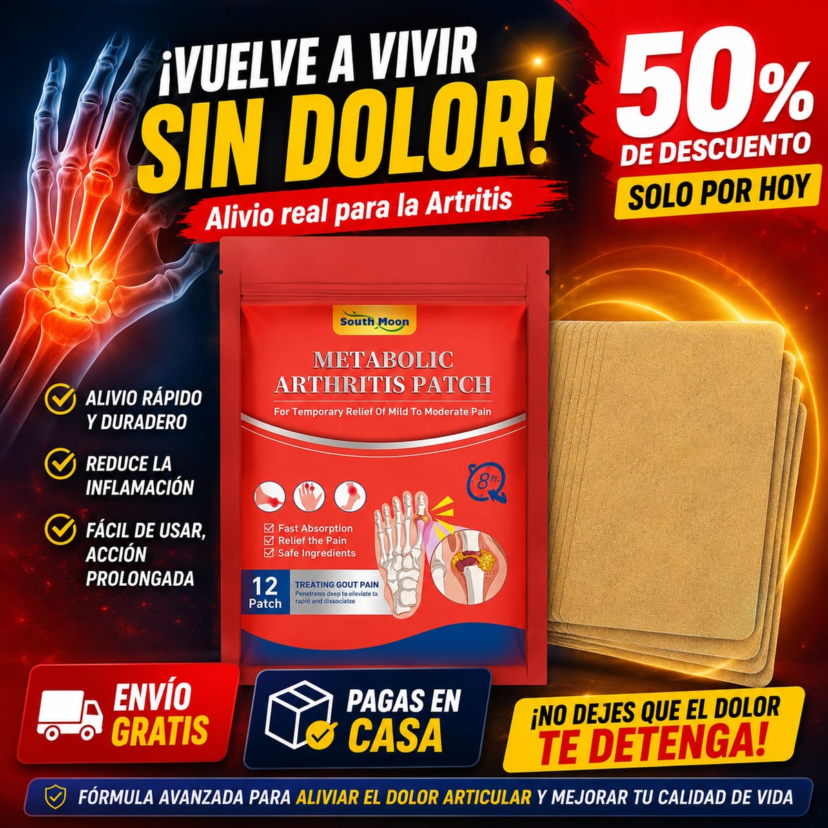 Metabolic Arthritis Patch ¡Vuelve a vivir sin dolor! PACK de Parches para Artritis ( 36un) + ENVIO GRATIS