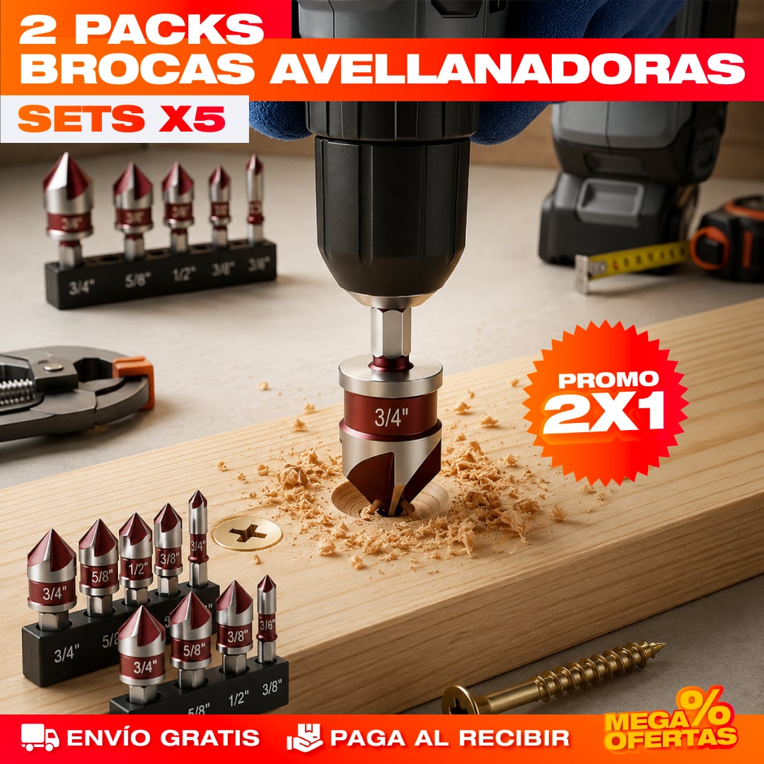 Promo 2x1 Set Brocas Avellanadoras – Esconde la Cabeza del Tornillo y Deja Acabado Pro