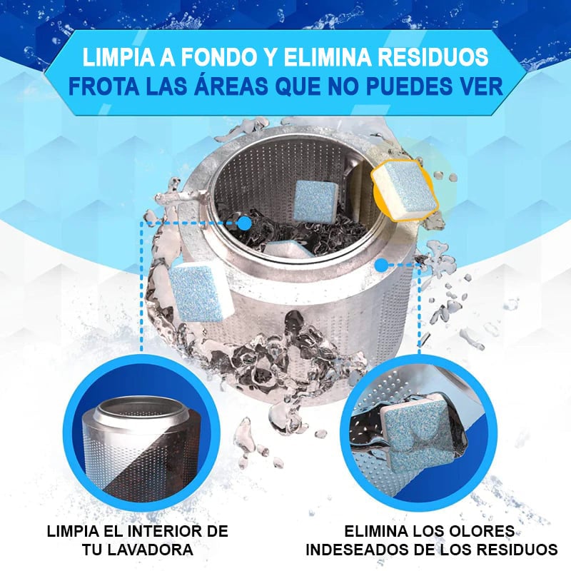 Pack de Patillas Limpia lavadora Presentación de 12 pastillas. Problemas que ayuda a solucionar Lavadora con mal olor