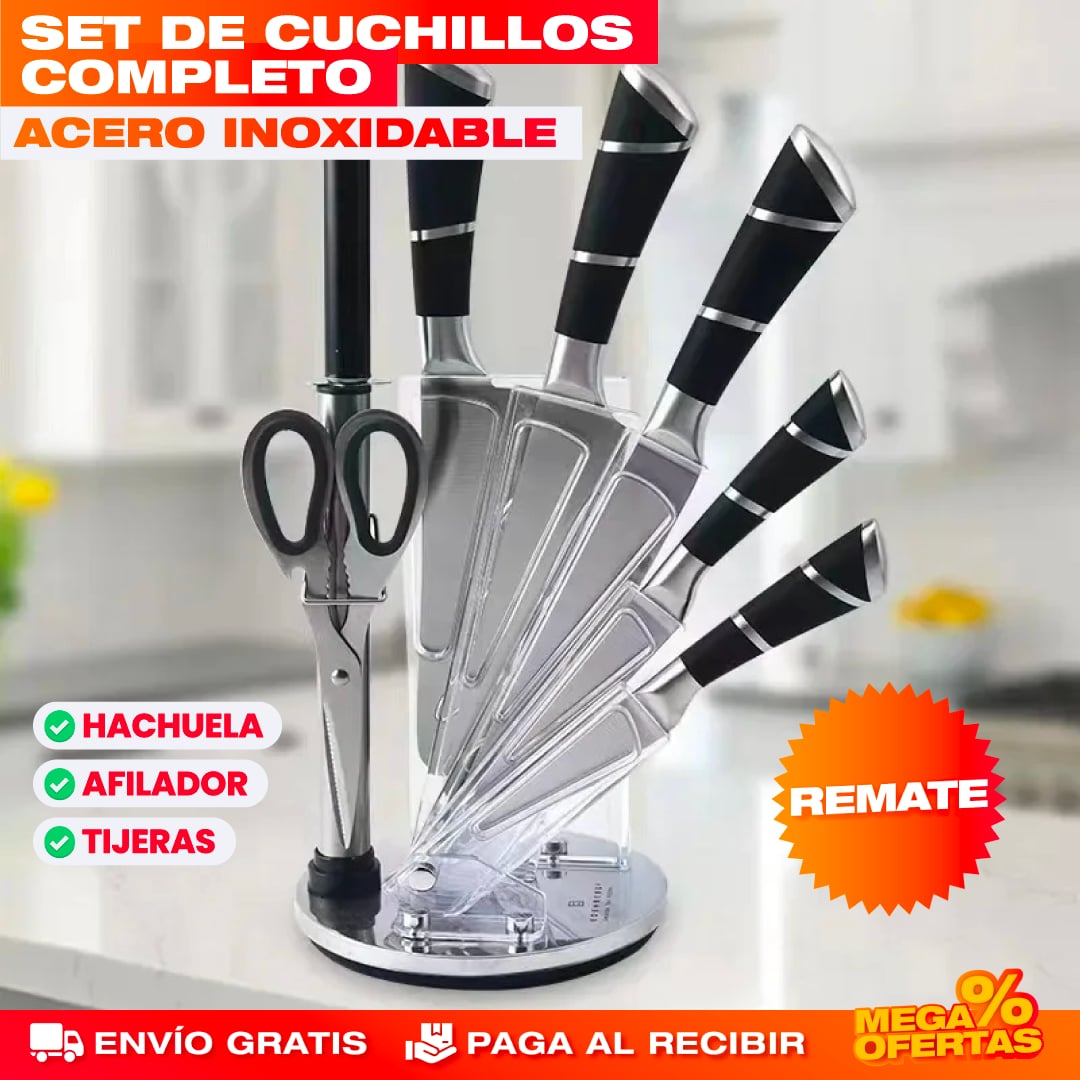 Set Cuchillos de Cocina de Acero Inoxidable – Corta Fácil y Parejo en Cada Comida