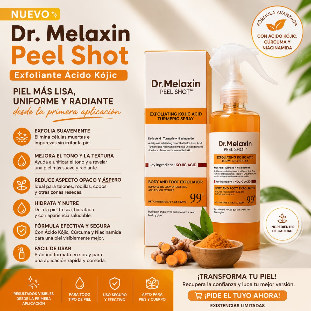 ¿Te incomodan las manchas oscuras en axilas, rodillas o codos? 😱 | Dr. Melaxin Peel Shot