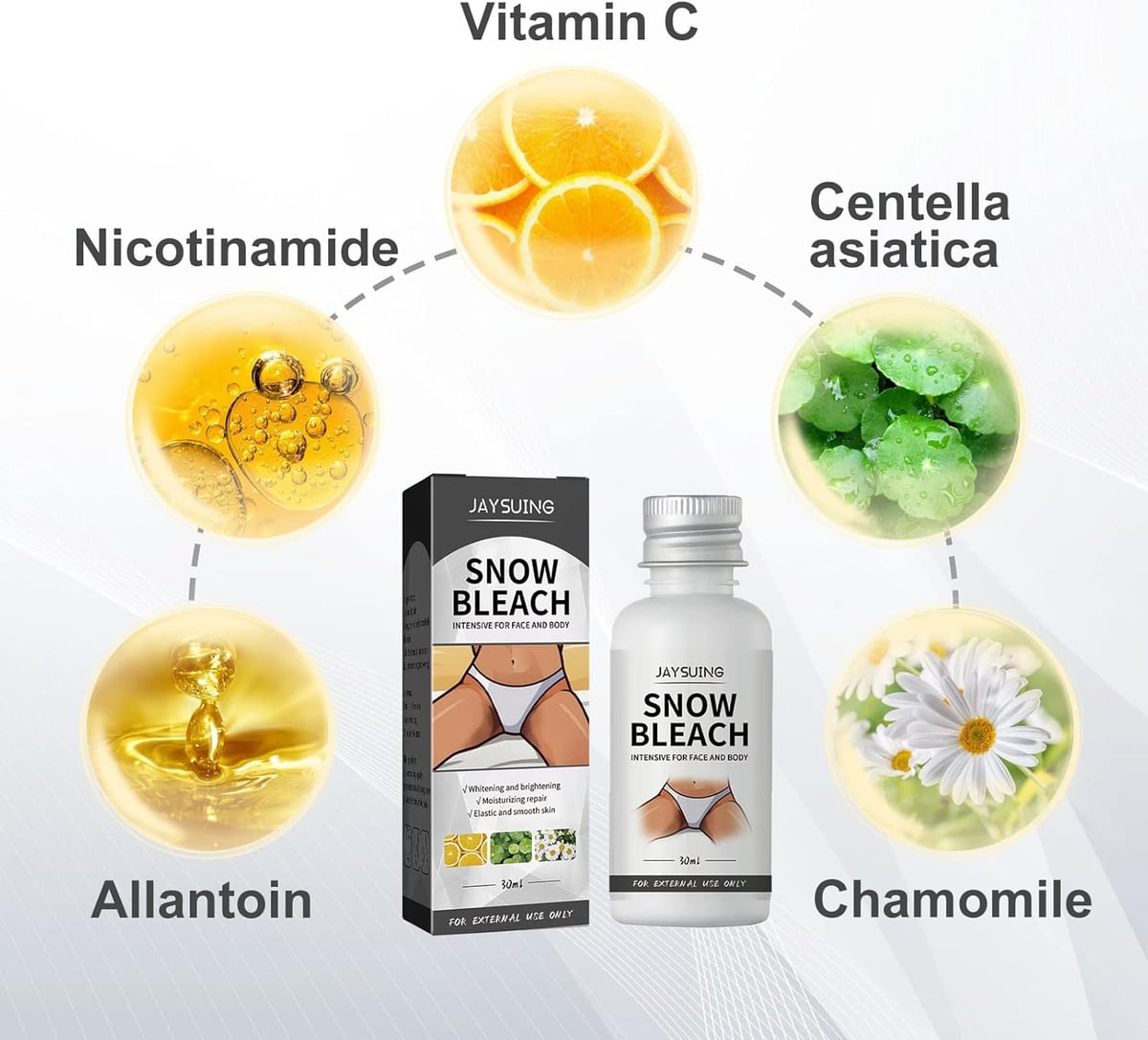Crema blanqueadora de la Piel de Nieve para la Zona íntima, Axilas, Cuello, Rodillas,
