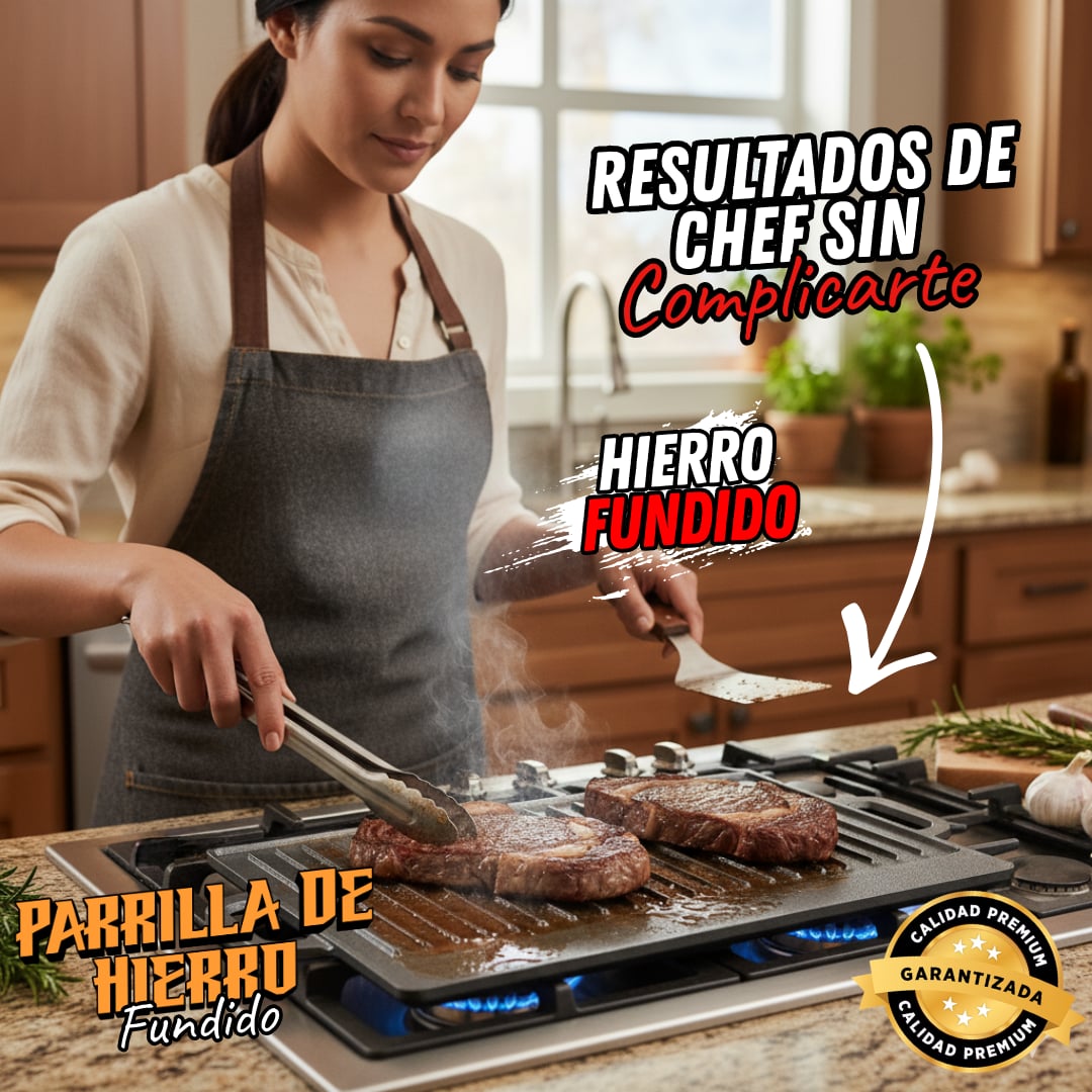 GRILLDUO™ -Parrilla Reversible de Hierro Fundido