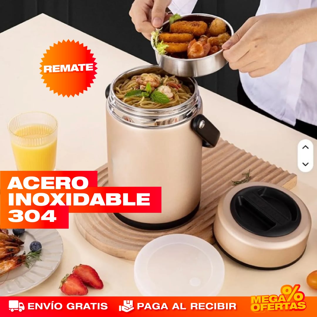 LONCHERA TÉRMICA 3 EN 1 DE ACERO INOXIDABLE