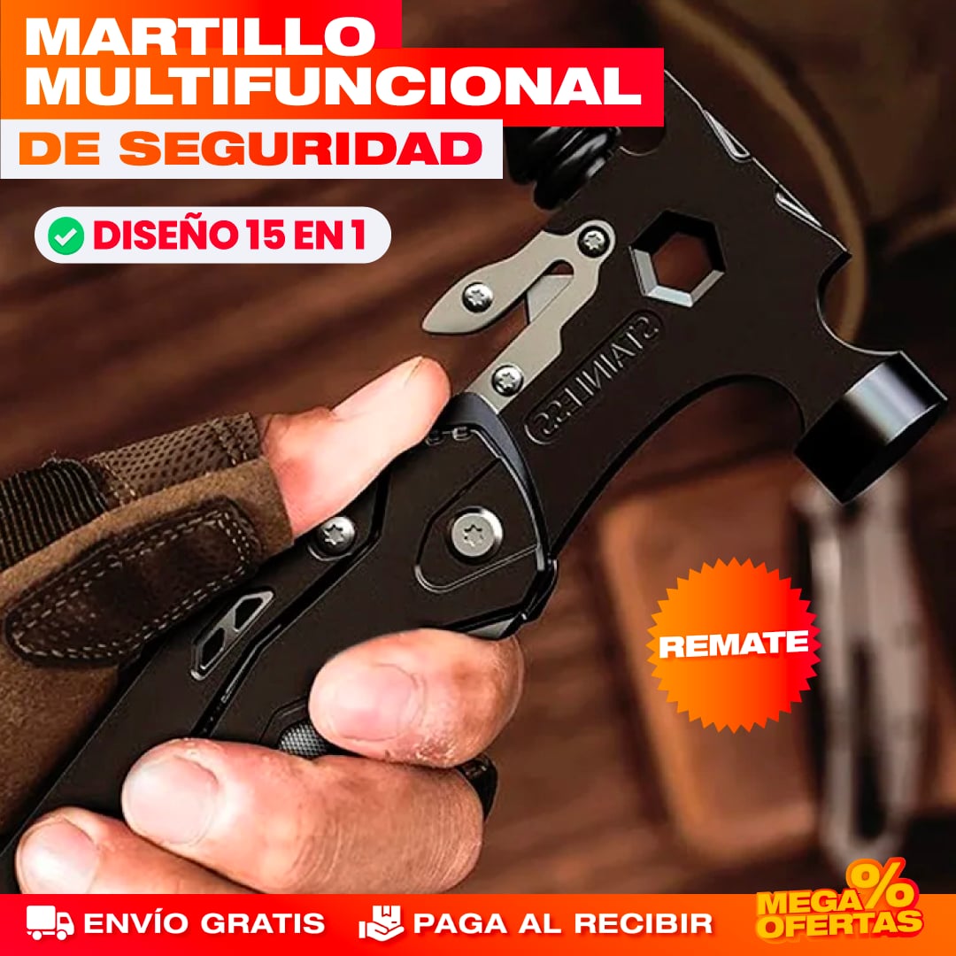 MARTILLO MULTIFUNCIONAL DE SEGURIDAD 15 EN 1