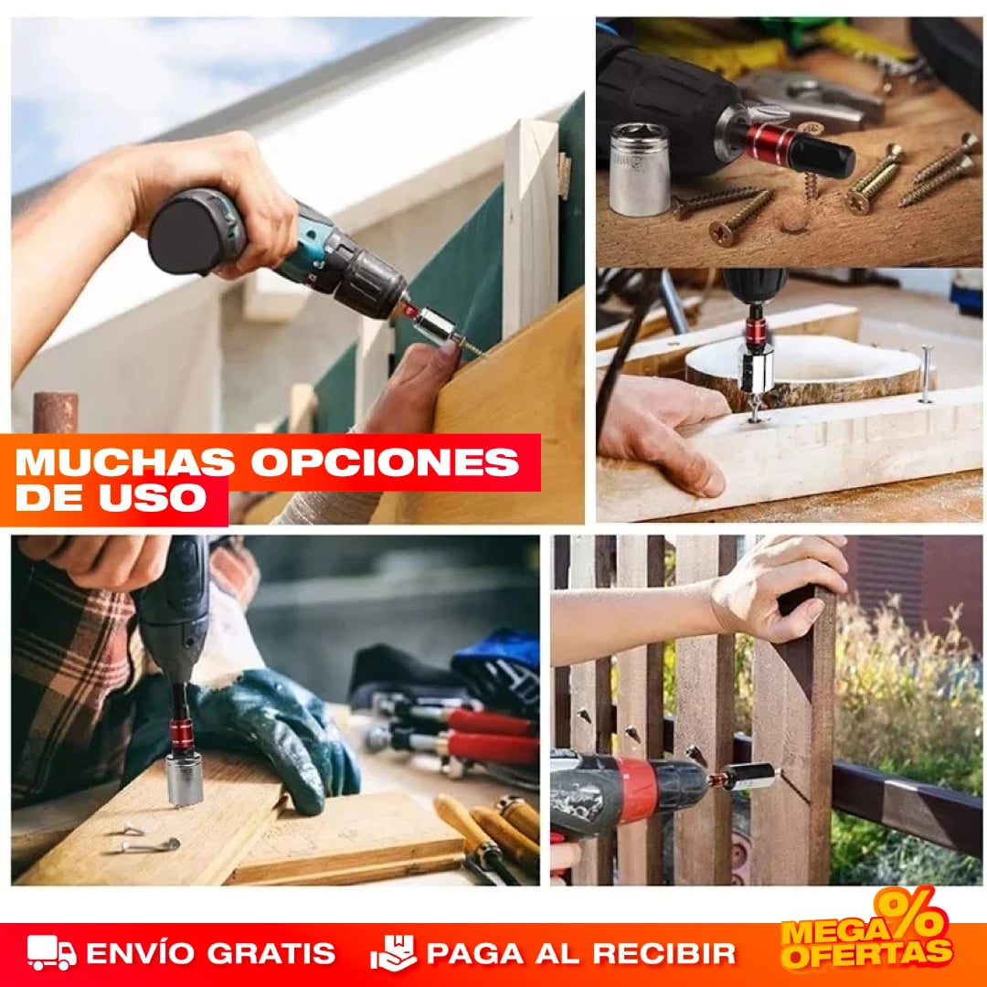Adaptador de Ángulo Recto para Destornillador – Atornilla en Rincones Imposibles · 3x1