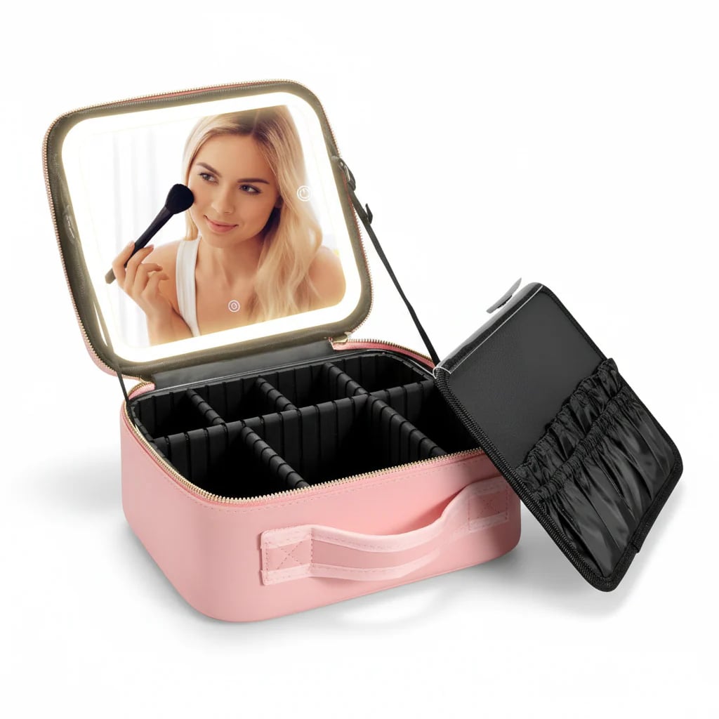 LumiCase Pro™ | Organizador Premium de Maquillaje con Espejo LED Recargable