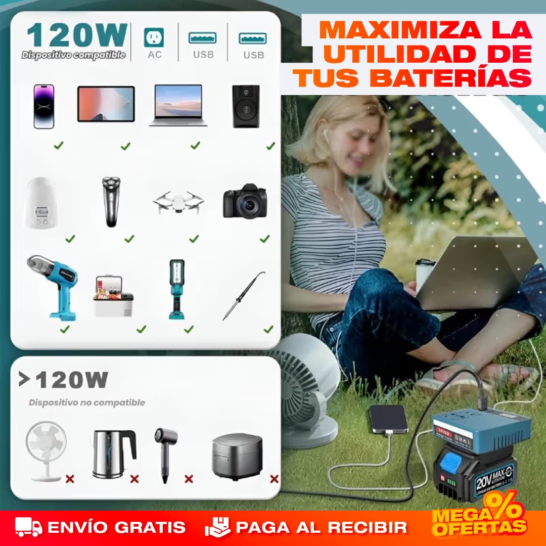 INVERSOR PARA BATERÍAS PORTABLE
