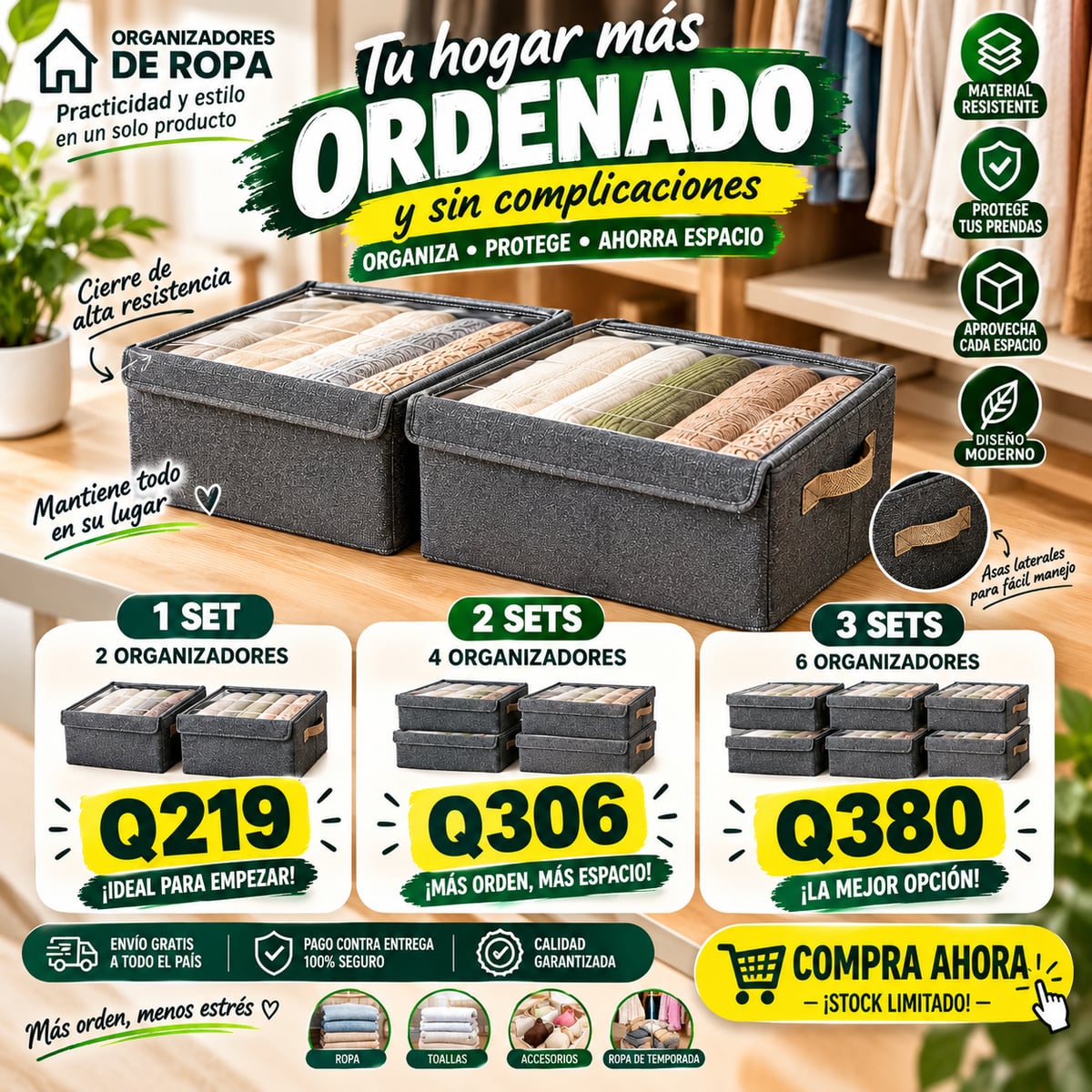 SET DE 2 ORGANIZADORES CON TAPA | Tu Ropa en Orden y a la Vista