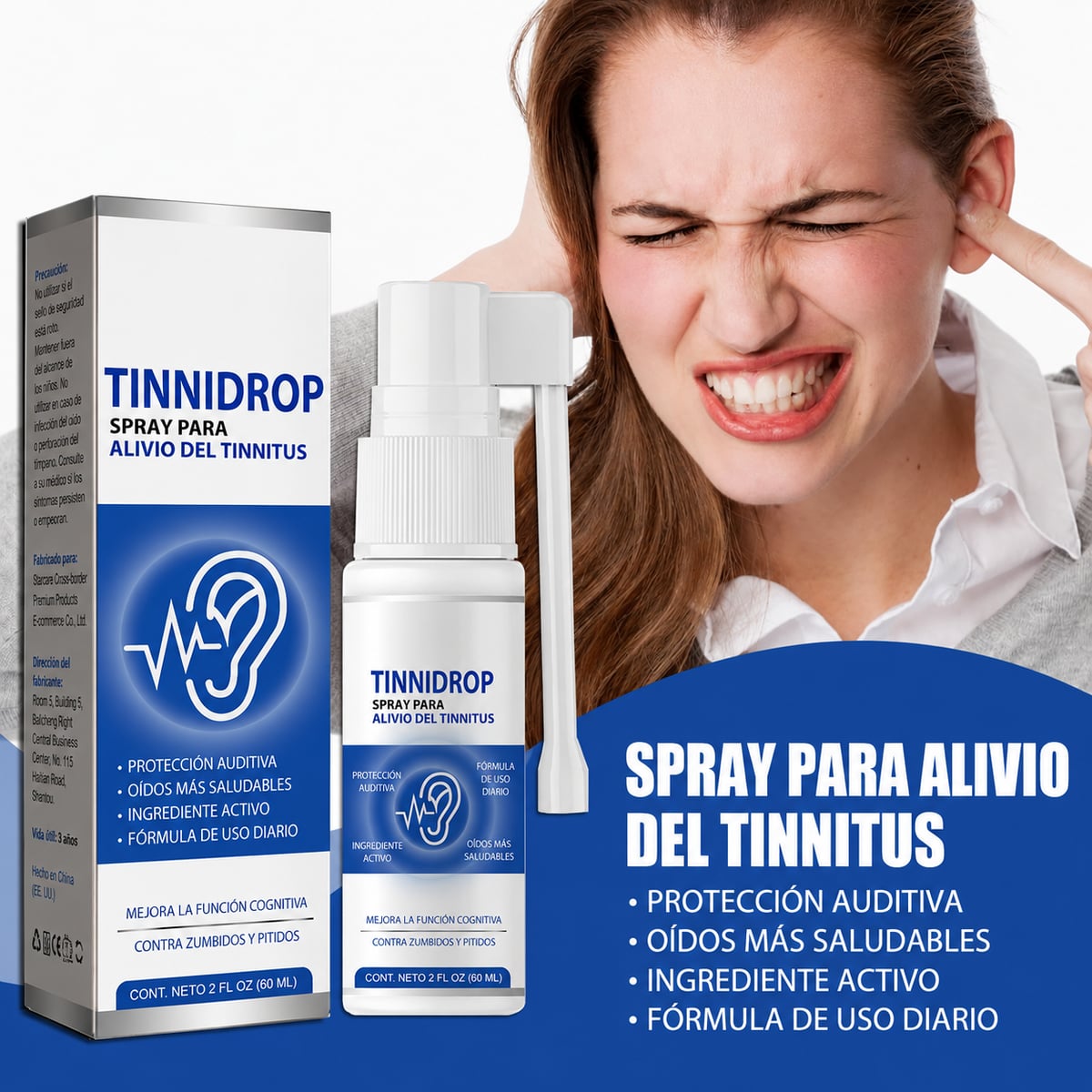 Tinnidrop - AEROSOL PARA ELIMINAR EL TINNITUS Y LOS SONIDOS DEL OÍDO + ENVIO GRATIS