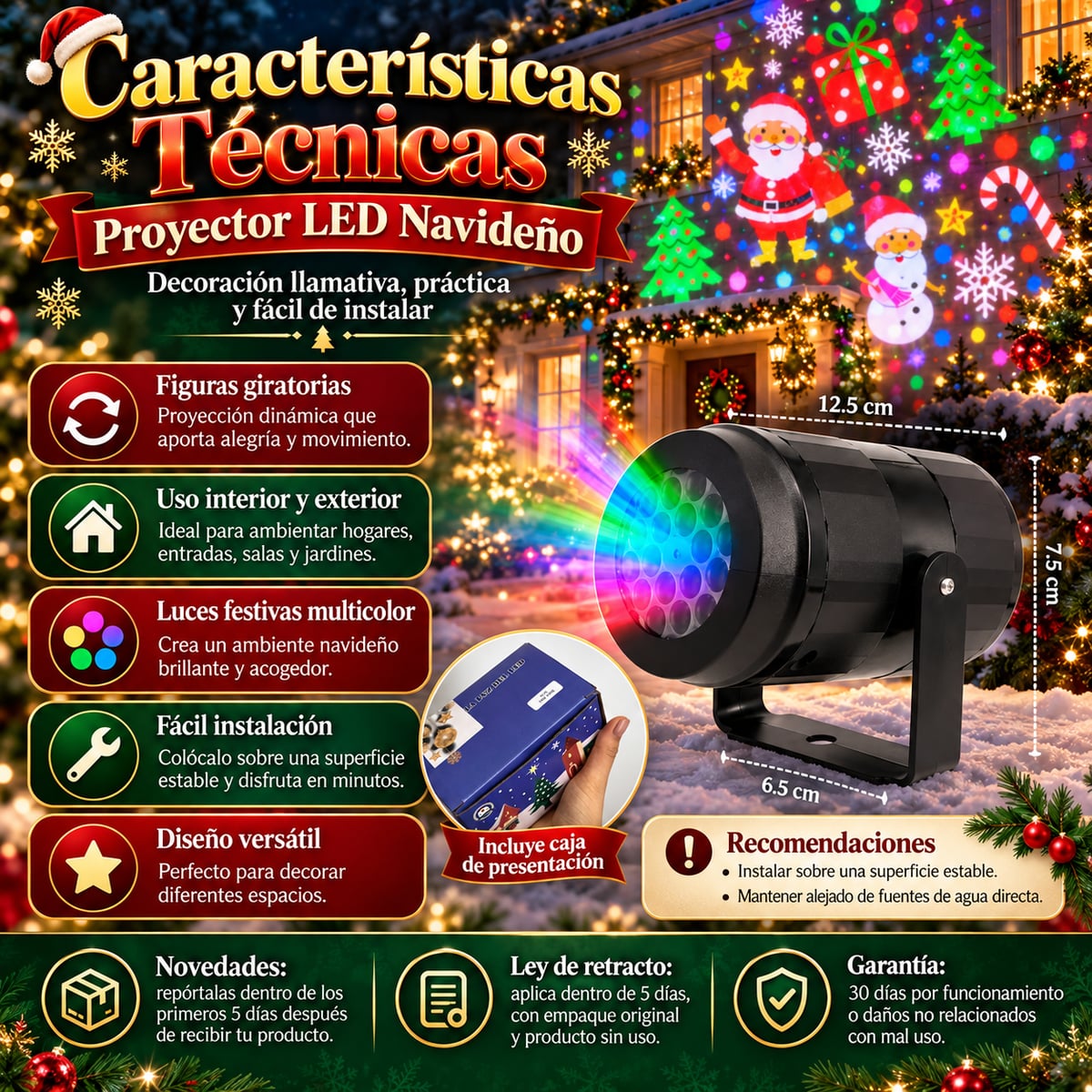 Proyector Navideño Led ⏰ ¡NO LO DEJES PARA ÚLTIMA HORA! APARTA EL TUYO. 🎄