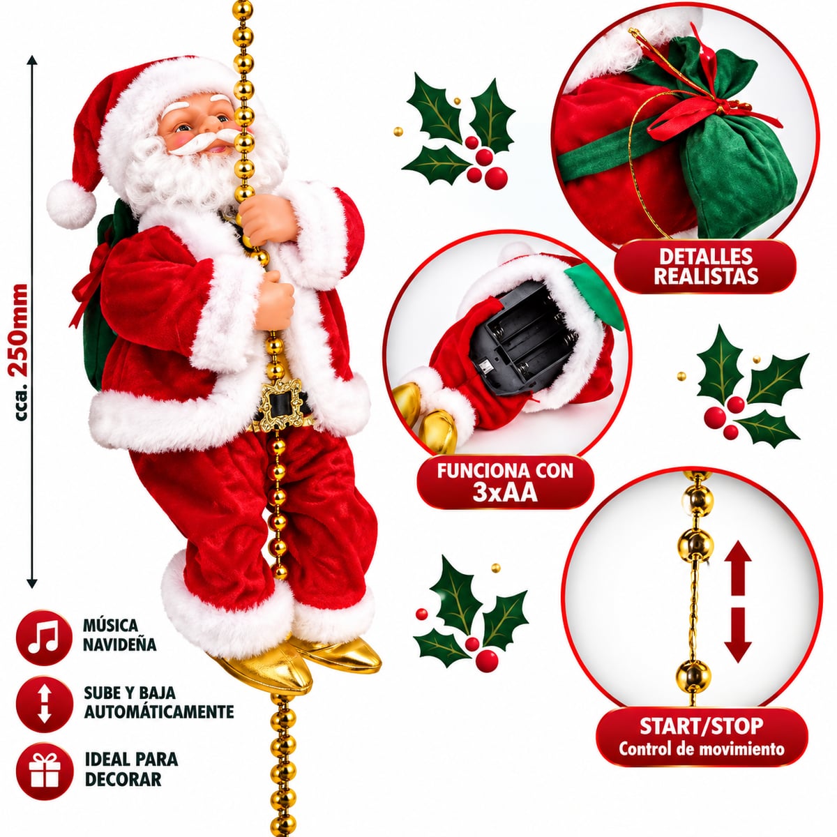 Oferta Por Lanzamiento🔥-Santa Escalador Decorativo Eléctrico Navideño🎄- Envío Gratis
