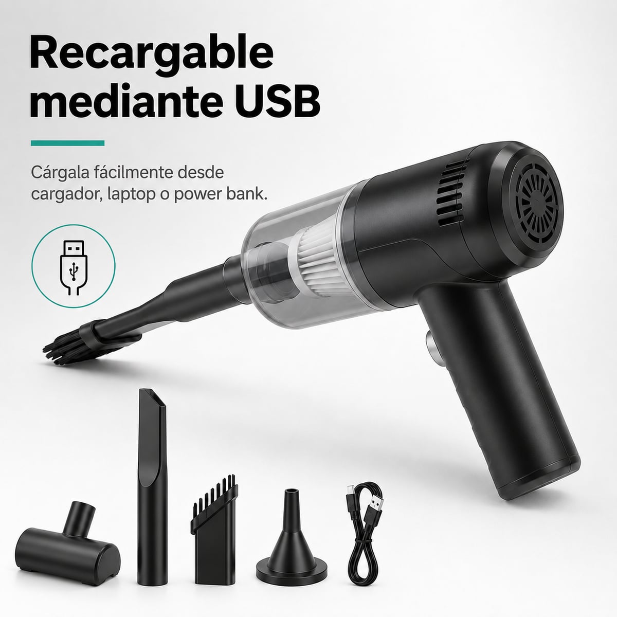 Mini Aspiradora Inalámbrica 3 en 1 – Limpieza Rápida en Cada Rincón