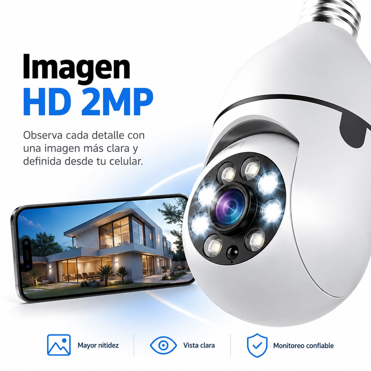VigiLuz 360™ – Cámara de Seguridad Inteligente Tipo Bombillo