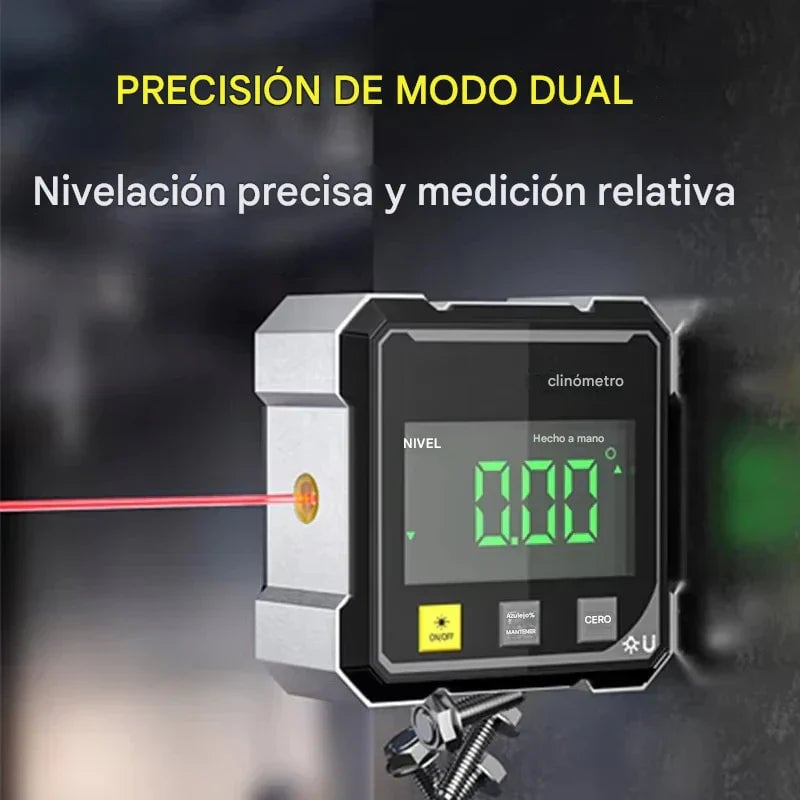 📏✨ Medidor de ángulo digital magnético 4 caras con láser