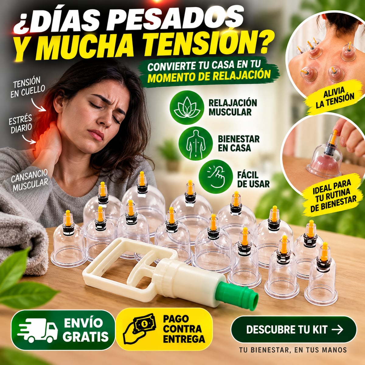 Kit de 12 Ventosas – ALIVIA DOLORES Y TENSIÓN MUSCULAR DESDE CASA💆‍♀️