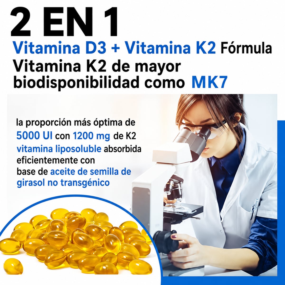 Vitamina D3K2 - Mejora la Inmunidad - Favorece la Salud Ósea y Articular y La Salud Dental + ENVIO GRATIS