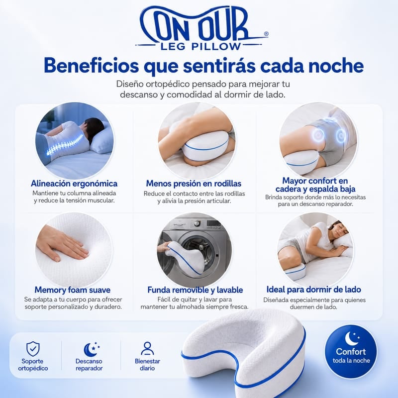 Almohada de Alineación ortopédica para piernas | Alivia el dolor del Nervio Ciático desde la Primera Noche + ENVIO GRATIS