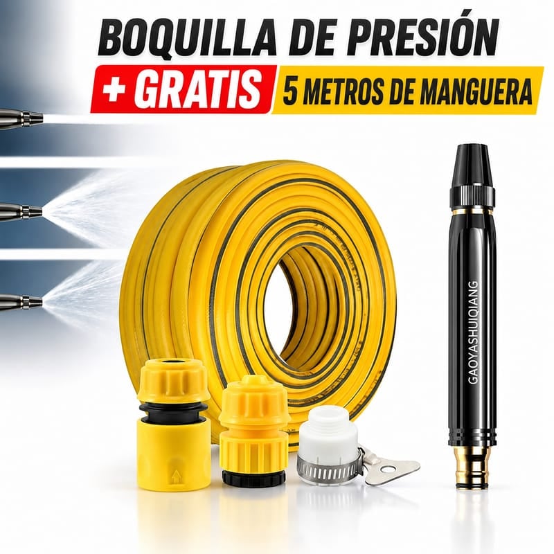 Kit Boquilla de Presión + Manguera 5 Metros