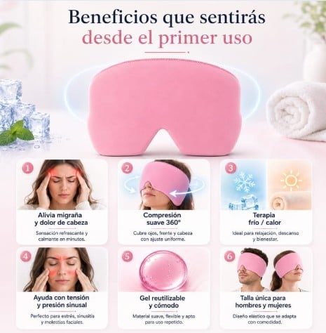 Máscara de gel frío para dolores de cabeza y la migraña. Paga al recibir + Envío Gratis🚗🏠🔥🎁