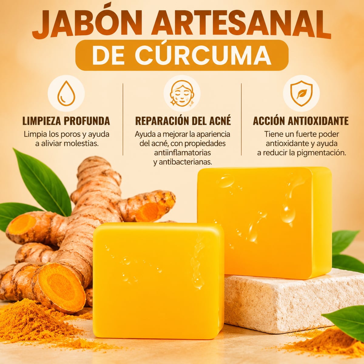 Jabón Artesanal de Curcuma Orgánica de 100g
