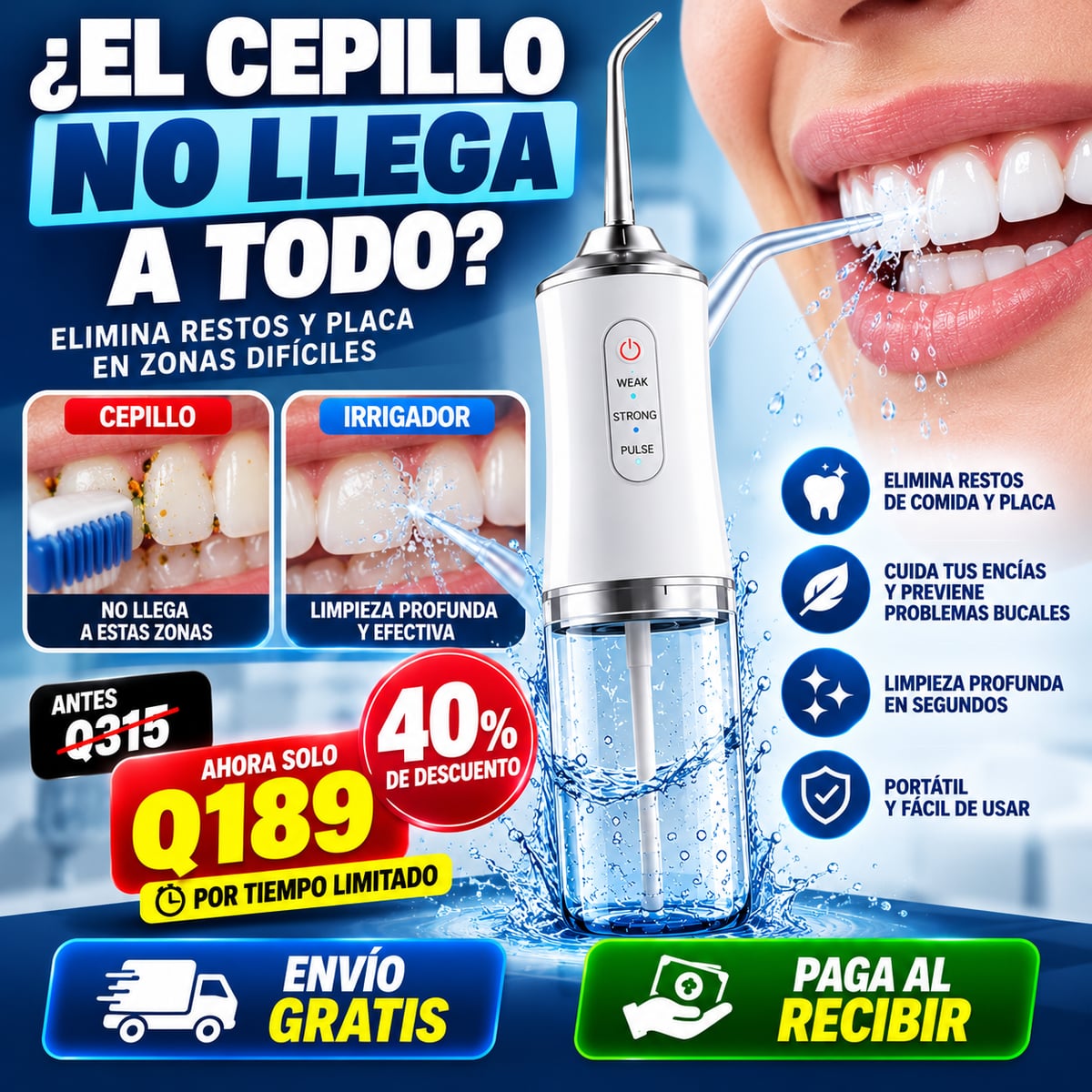 💧🦷 ¡LIMPIEZA PROFUNDA DONDE EL CEPILLO NO LLEGA! /ENVIO GRATIS
