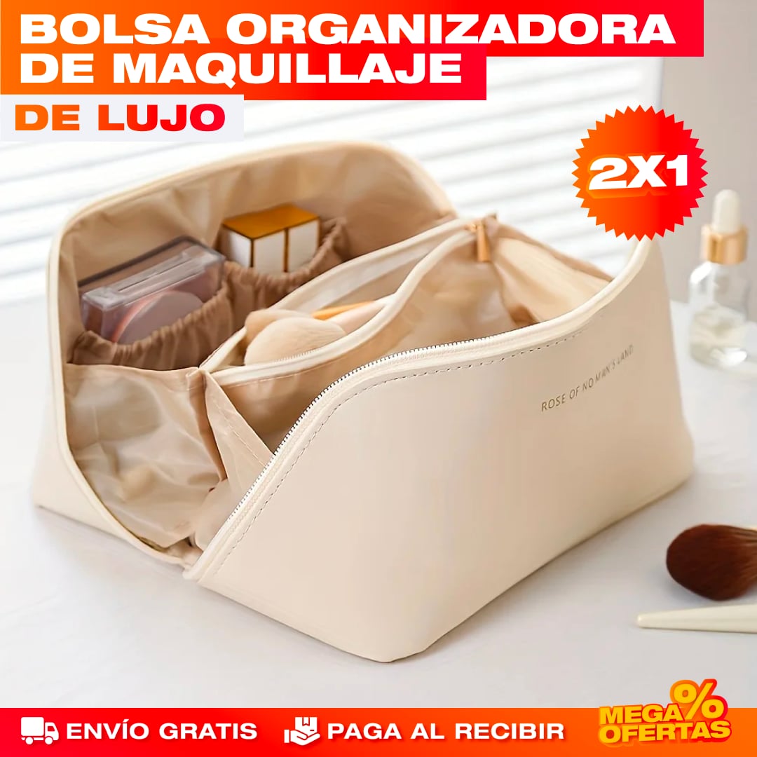 PROMO 2X1 COSMETIQUERA ORGANIZADORA DE MAQUILLAJE DE LUJO