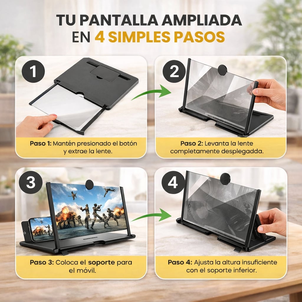 Amplificador de Pantalla +VISION para Móvil | Efecto Cine HD | Ligero y Portátil