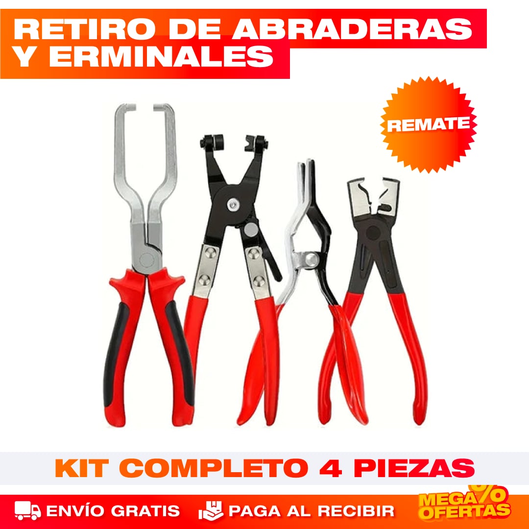 Kit x4 Alicates Automotriz – Saca Conectores y Abrazaderas Sin Romper Piezas Caras