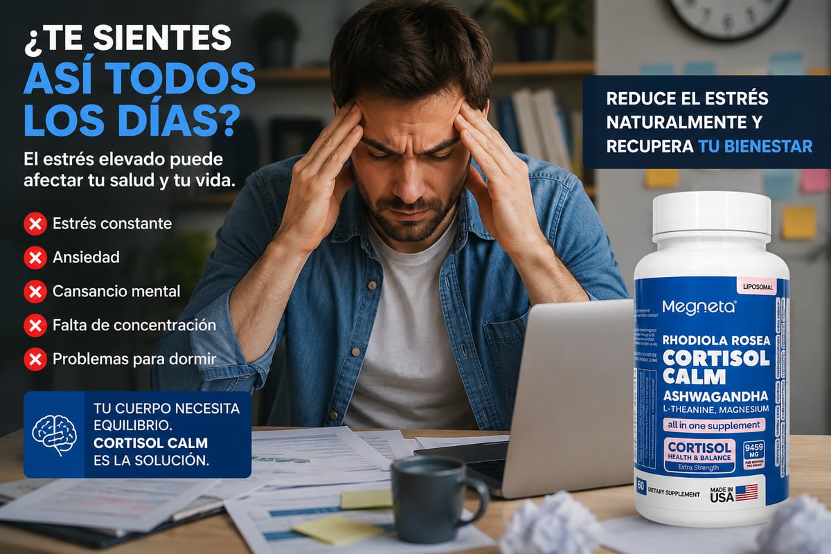CORTISOLCALM™ - Suplemento para el Estrés, el Sueño y la Energía | ¡2 + 1 GRATIS por tiempo limitado! ⏰
