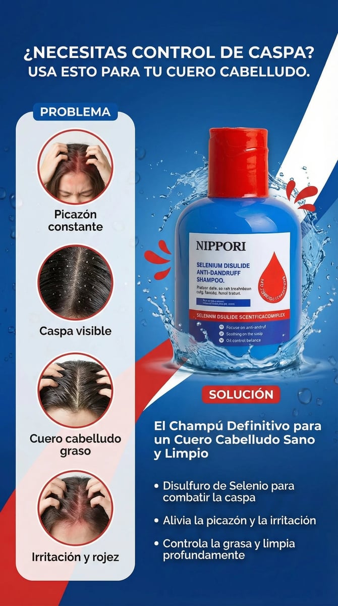 Nippori - Shampoo elimina la caspa en 7 Dias.