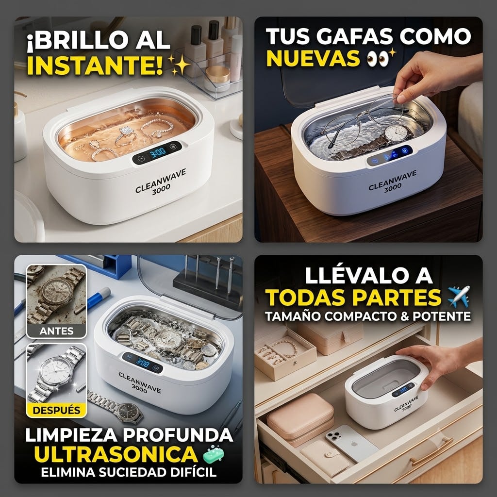💎Limpiador Ultrasónico para Joyas | Ideal para Oro, Plata, Gafas y Relojes (LIM0500)