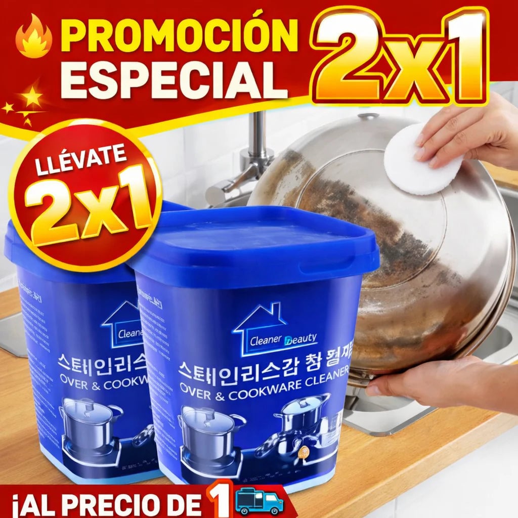 2x1 Pasta Limpiadora Ollas Acero Inoxidable | Elimina Grasa Extrema Sin Tallar
