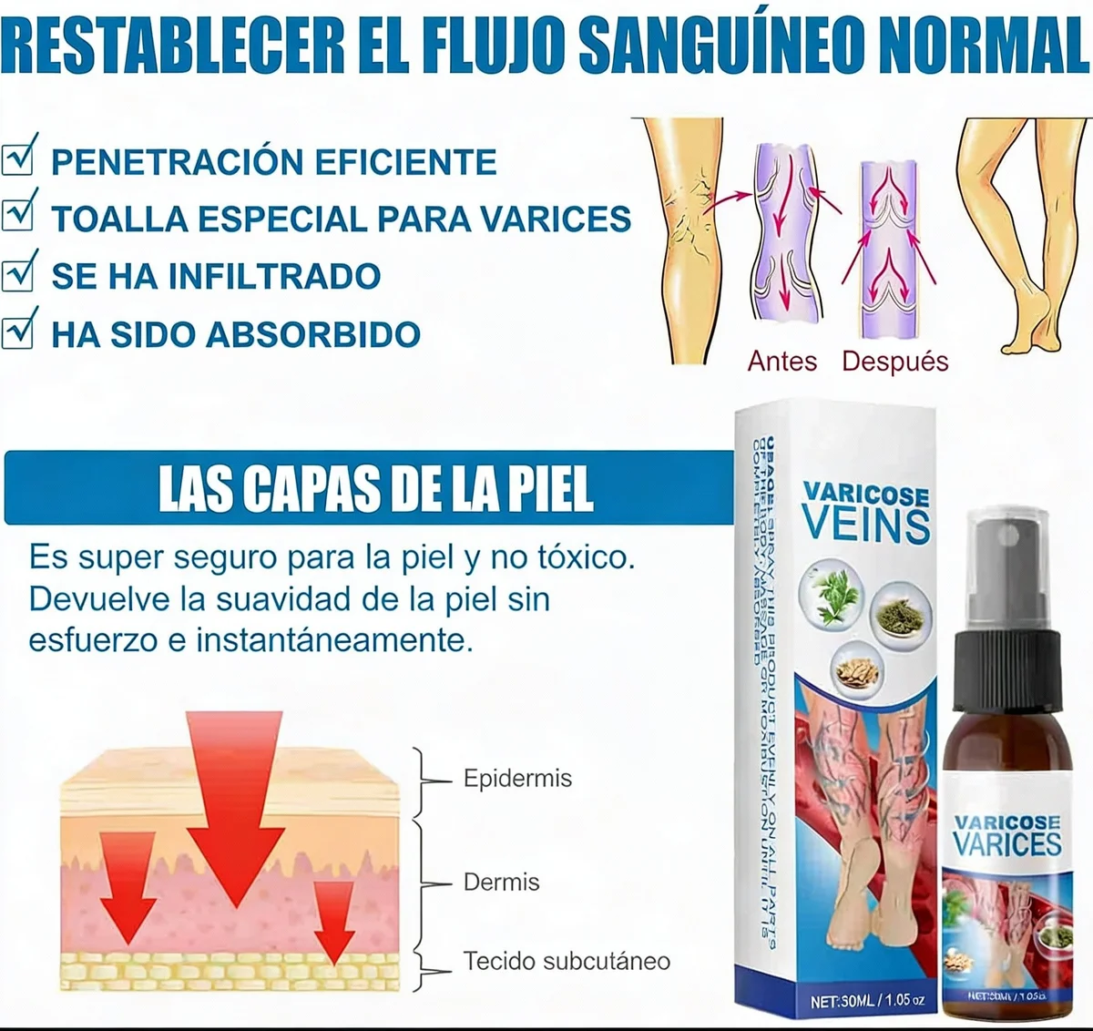 Spray Milagroso Para Venas Varicosas🦵✨