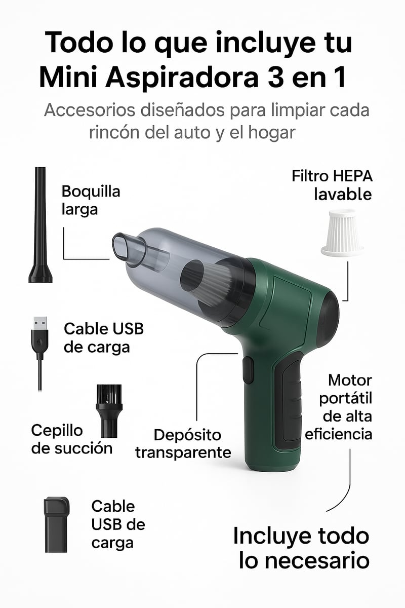 MINI ASPIRADORA PORTÁTIL™ 3 EN 1 USB + ENVÍO GRATIS