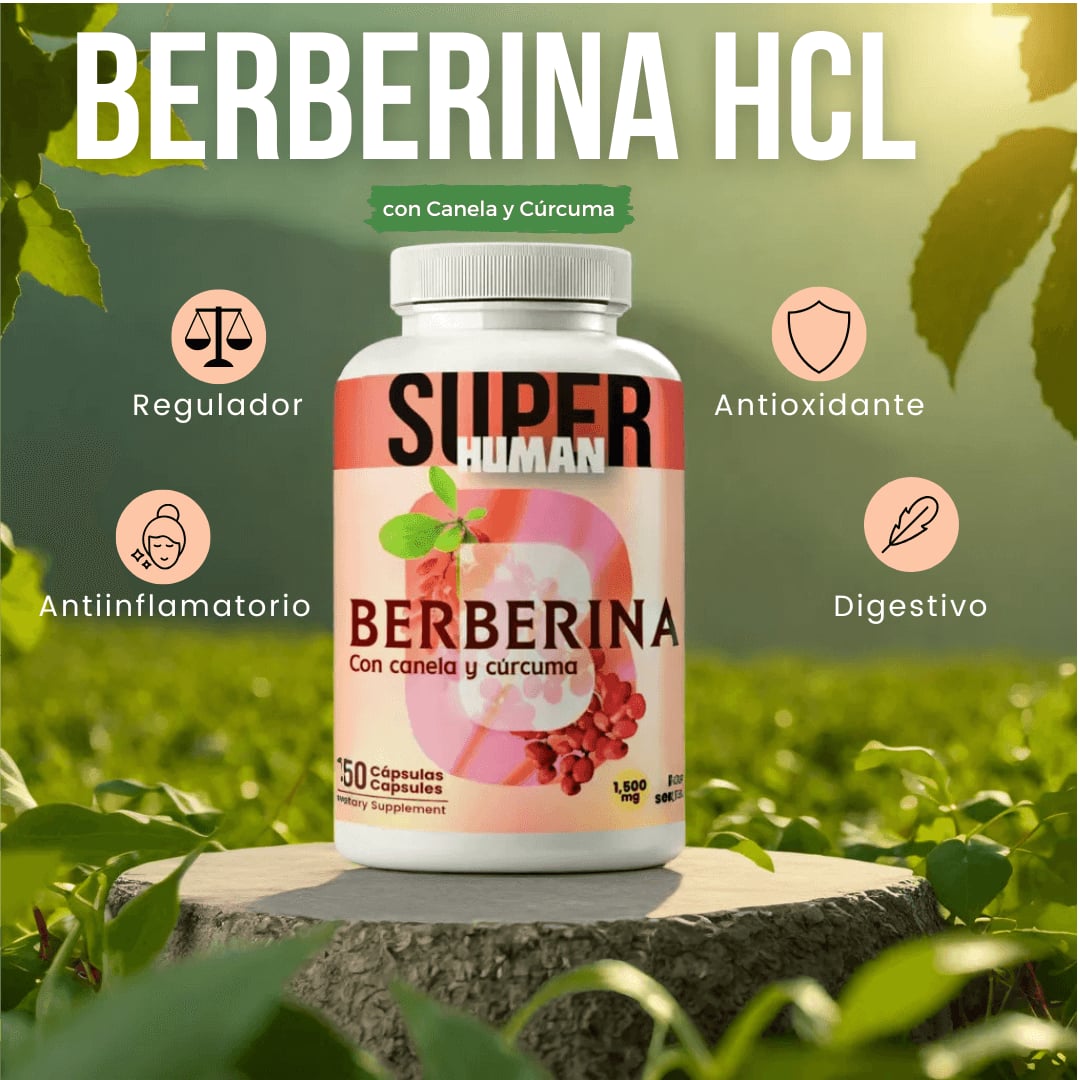 Berberina HCL™ Equilibra la glucosa, frena Diabétes con canela y cúrcuma (150 Cápsulas)