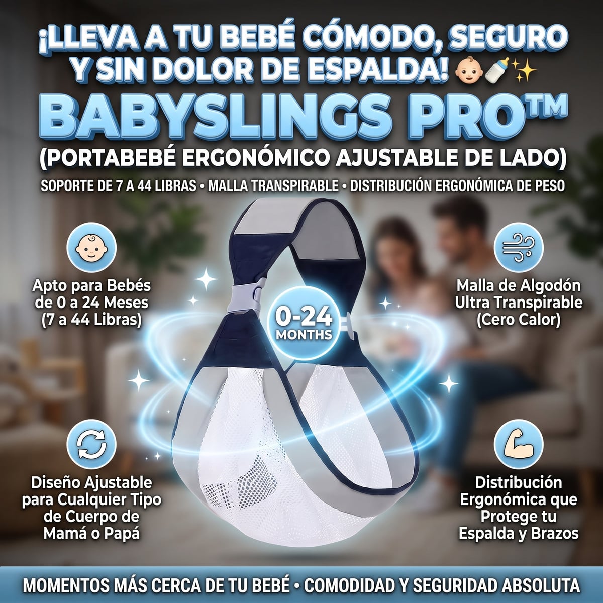 BABYSLINGS™ Portabebés Fular Ergonómico Tipo Bandolera