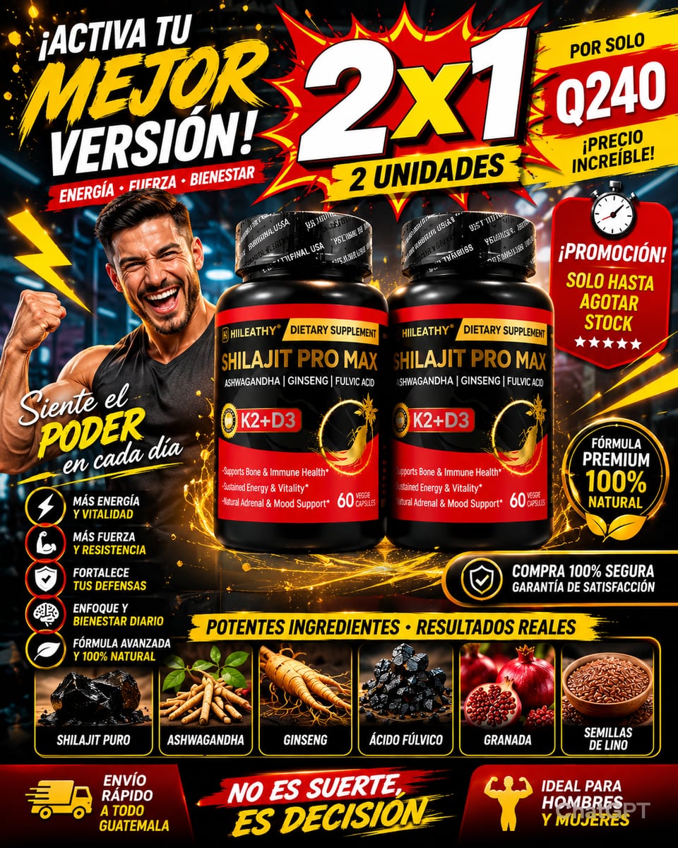 2x1 POTENCIADOR 🌿 SHILAJIT PRO MAX – Potencia de Alta Pureza 💊💪
