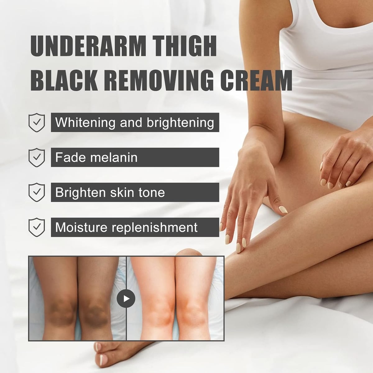 Crema blanqueadora de la Piel de Nieve para la Zona íntima, Axilas, Cuello, Rodillas,