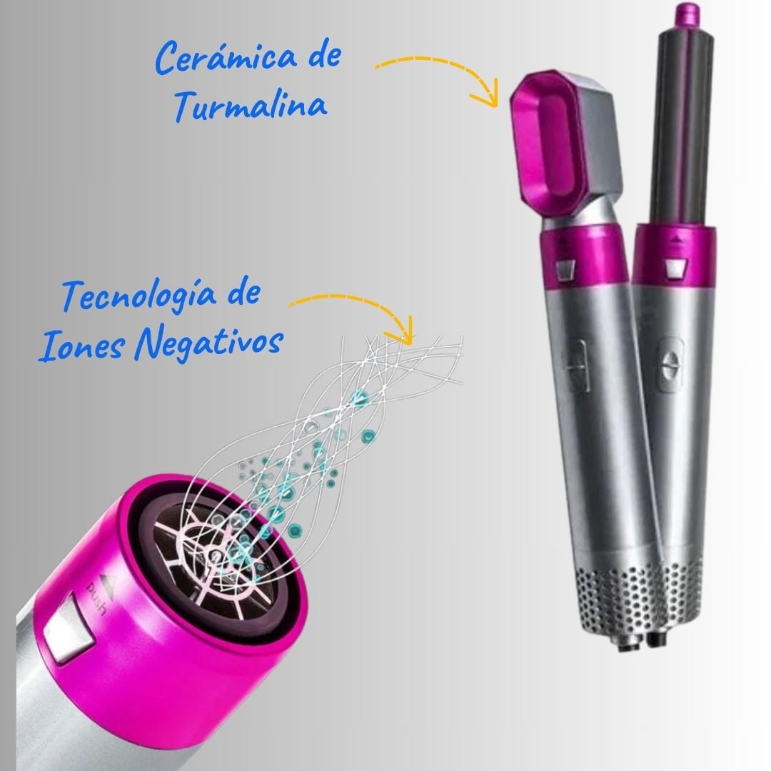 Cepillo Secador 5 en 1: Seca, Alisa, Ondula, Volumen y Protege tu Cabello
