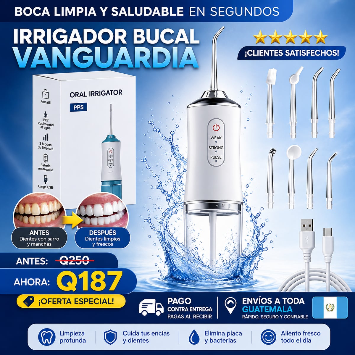 Irrigador Bucal Eléctrico Cuidado Bucal Sin Complicaciones