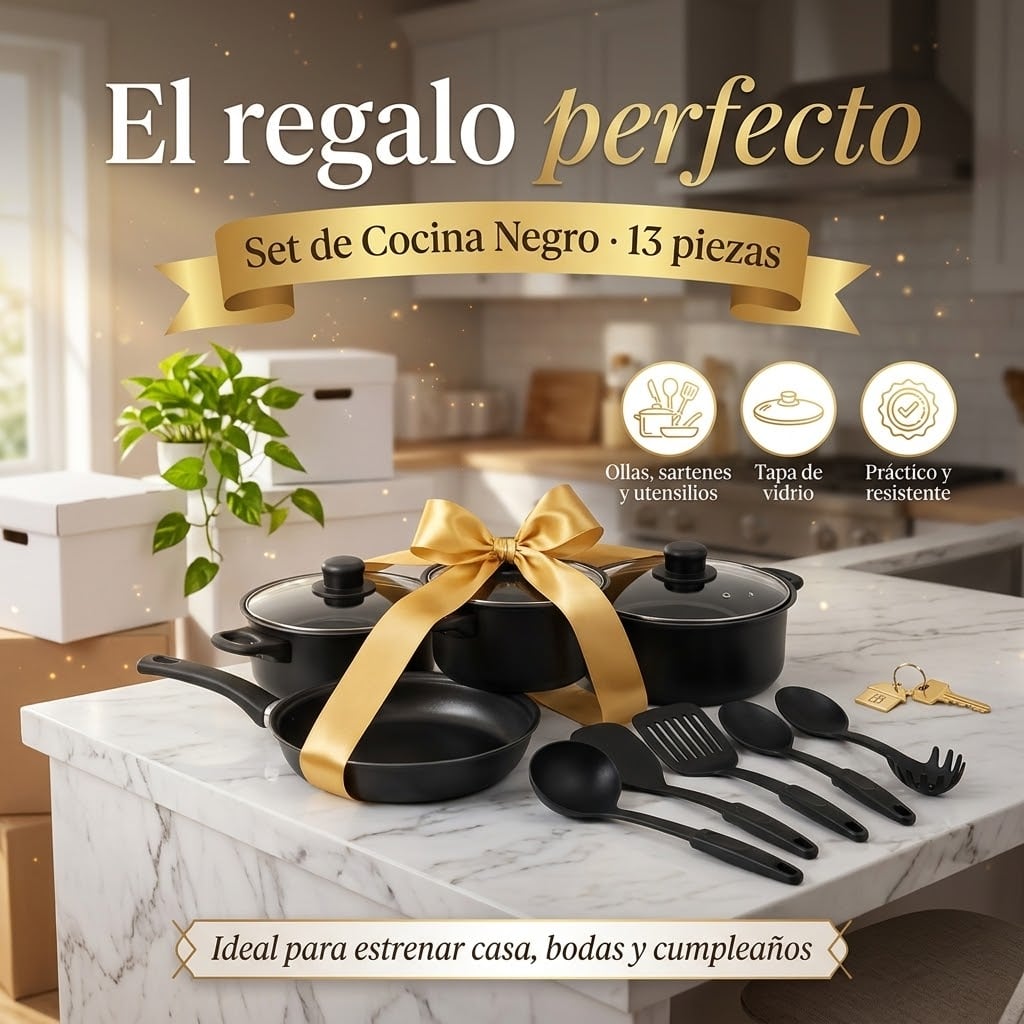 Set de Cocina Negro - 13 Piezas