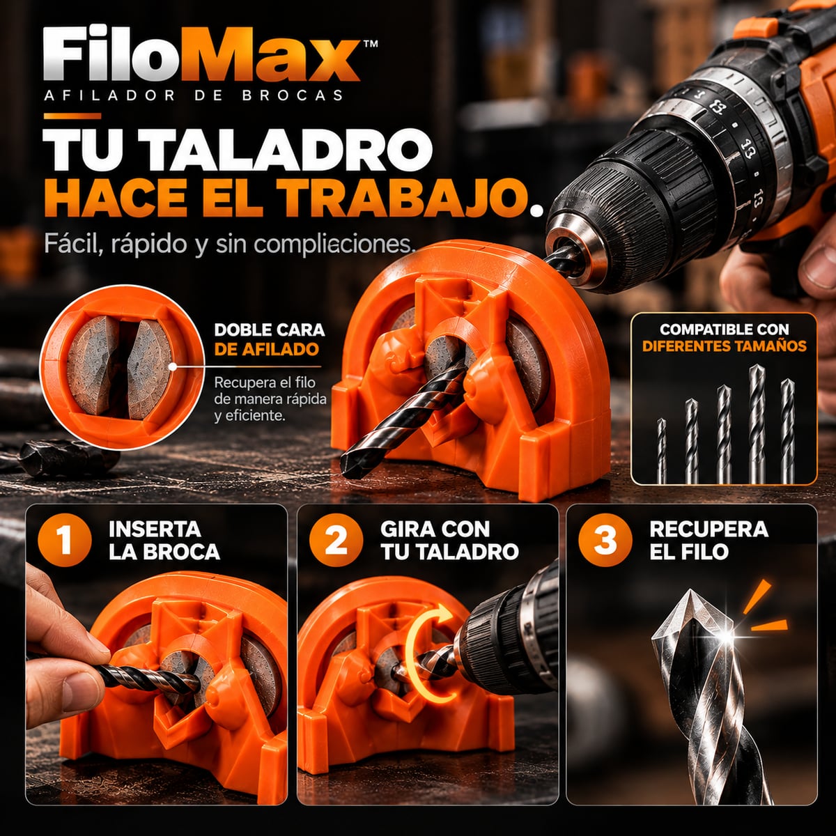 FILOMAX™ - AFILADOR DE BROCAS MULTIUSOS